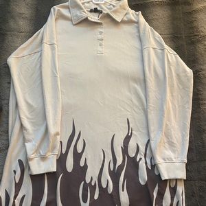 MISSGUIDED Brown Flames Collared T-shirt Dress